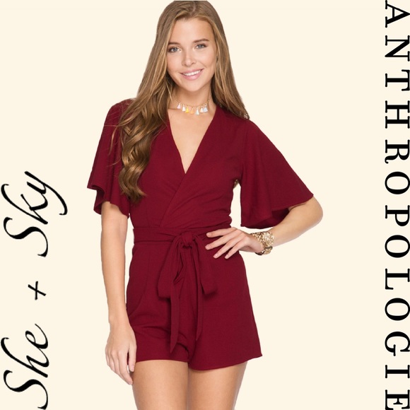 Anthropologie Pants - HP | "Becca" Short Flutter Sleeve Romper